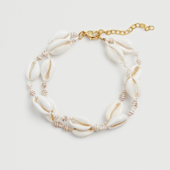 Mango NWOT Sea Shell Ankle Bracelet Anklet with Golden Chain One Size - Picture 2 of 3
